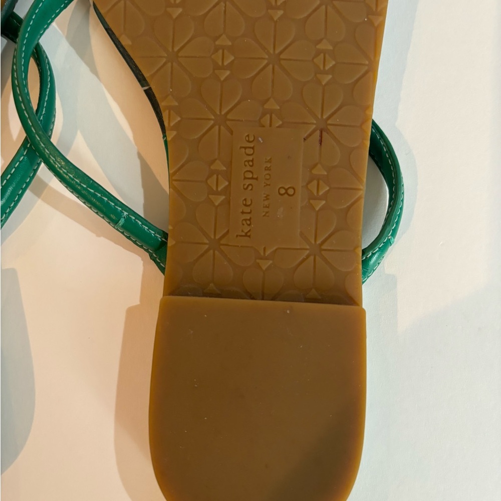KATE SPADE Sz 8 Green Sandals with Tropical Design - Picture 8 of 10